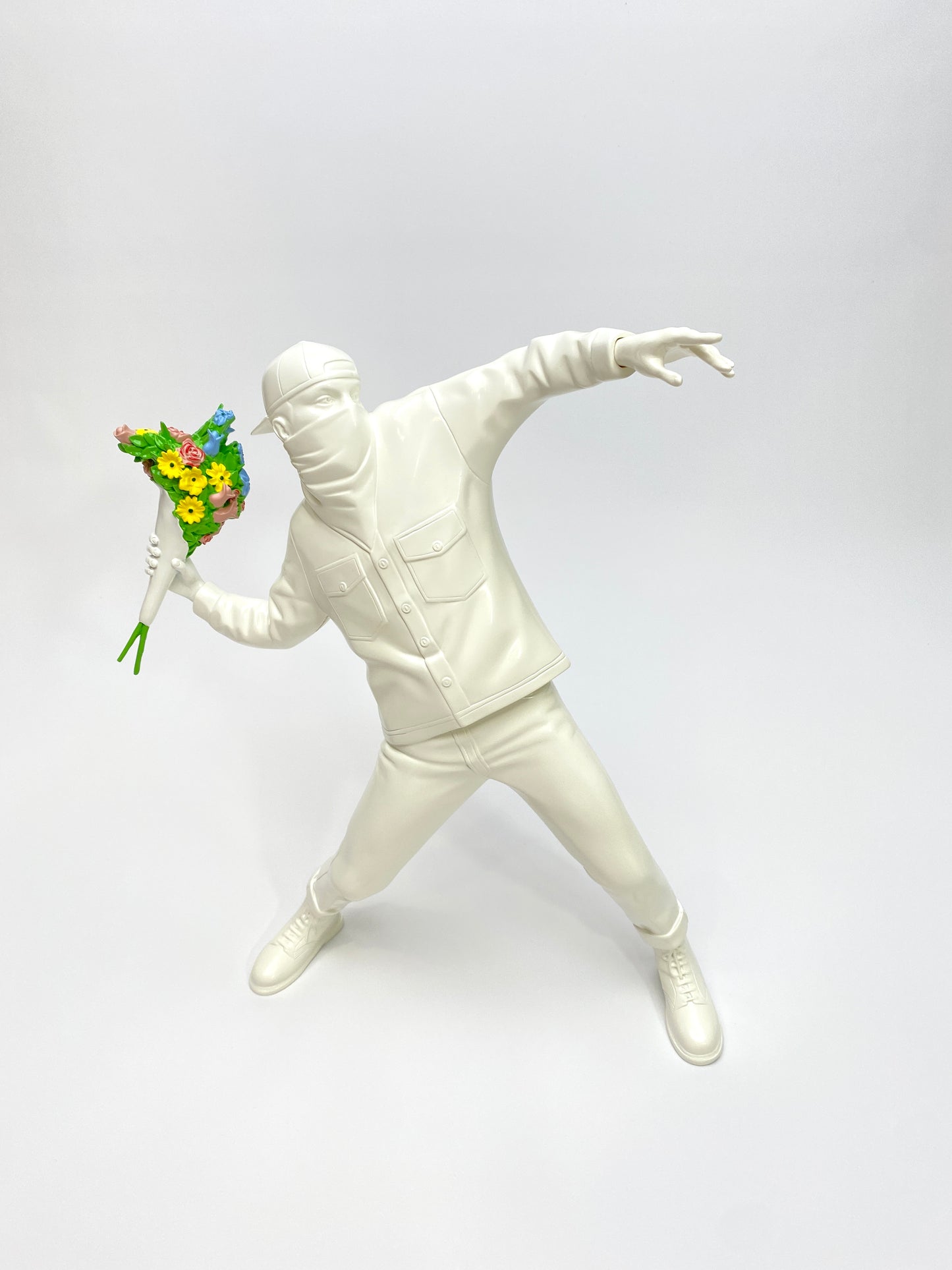 Brandalism Medicom Toy Banksy Flower Bomber White Figure Front