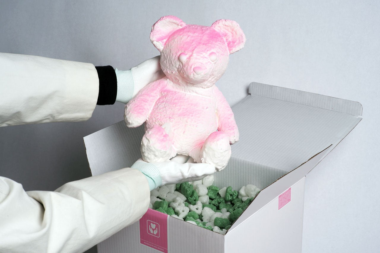 Daniel Arsham Cracked Bear Pink Being Held