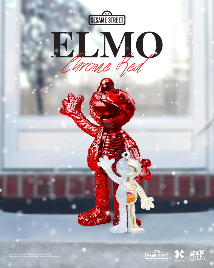 Mighty Jaxx XXRay Jason Freeny Elmo Chrome Red and Clear Glitter