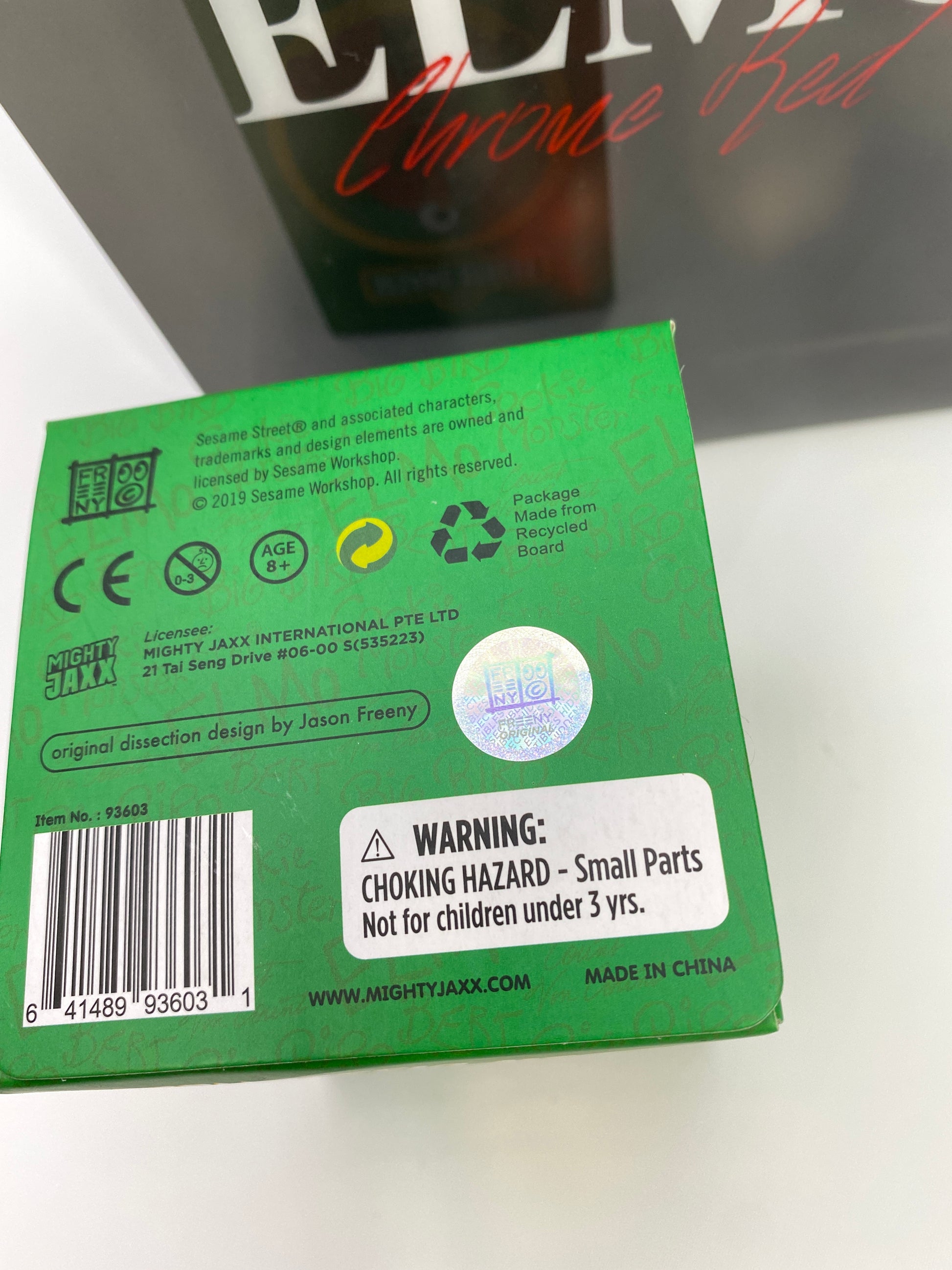 Mighty Jaxx XXRay Jason Freeny Elmo Clear Glitter Box Bottom with Authentication Seal